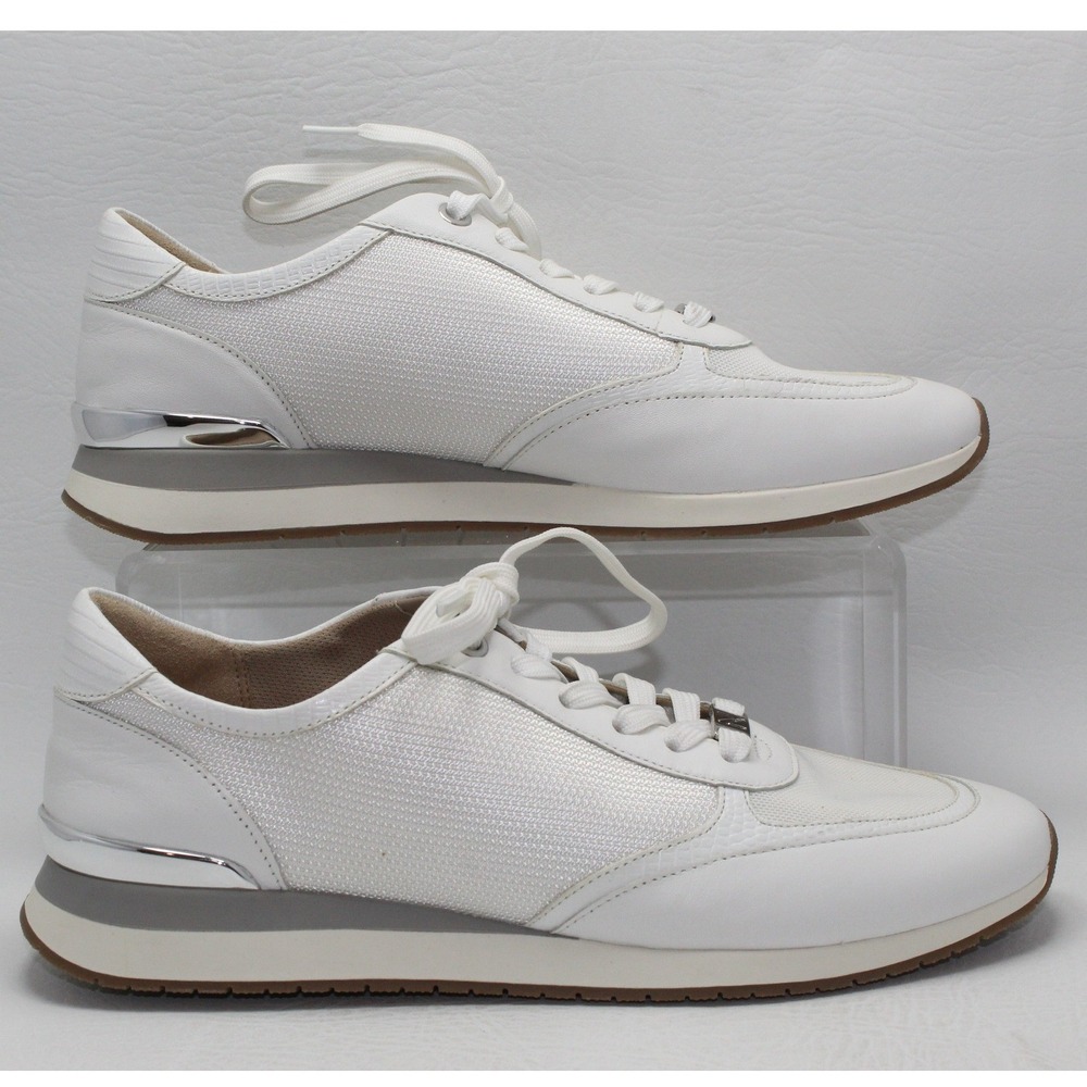 Naturalizer Lotus Womens White Leather Mesh Lace Up Sneakers Shoes 8.5M NWOB